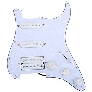 Musiclily 11 Schroefgaten HSS Strat Loaded Pickguard ST Slagplaat met Single Coil Humbucker Elementenset voor Elektrische Gitaar Fender USA/Mexican Stratocaster Squier, 4-laags White Pearl