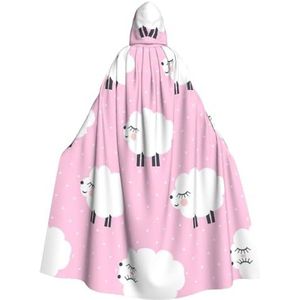 EdWal Roze schapenprint Unisex Hooded Mantel, Cosplay Heks Mantel, Volwassen Vampieren Cape, Carnaval Feestbenodigdheden