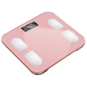 Weegschaal Badkamerweegschaal Met Glazen Platform Elektronische Weegschaal Gezond Vetweegschaal Multifunctioneel Personenweegschaal(Pink)