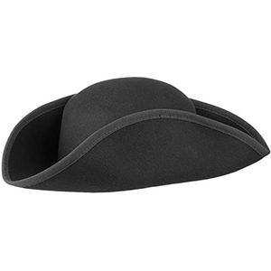 Lipodo Driepunter Wolvilthoed Dames/Heren - Made in Italy hoed wollen met paspelrand voor Zomer/Winter - L (59-60 cm) zwart