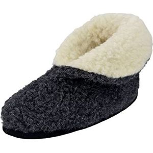 Hollert Pantoffels van merinowol Collar Unisex warme pantoffels van schapenwol comfortabel Waarom knuffelig, zwart, wit, 40 EU