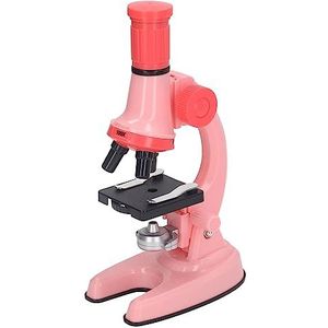 Microscoop Science Kit voor Kinderen, Helder Beeld Ontwikkel Observatiemicroscoop voor Beginners High Definition Speelgoed met LED-licht voor Dagelijks Gebruik (Roze)