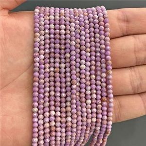 2 mm 3 mm 4 mm gefacetteerde natuursteen roze rozenkwarts kristal kralen ronde amethisten losse kralen voor doe-het-zelf sieraden maken ketting-paars mica-2 mm ongevee