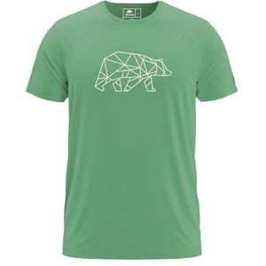 FORSBERG Finnson T-shirt met stijlvol beer-borstlogo, ronde hals, voor heren, in vier verschillende kleurencombinaties, groen, L