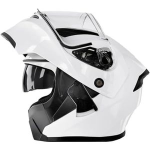 Opklapbare Motorhelmen ECEDOT-Goedgekeurde Integraalhelm Met Geïntegreerd Motormodulaire Helm Met Dubbel Vizier Crash Racing Helm Ventilatie Heren Dames 13,XXL:63-64CM