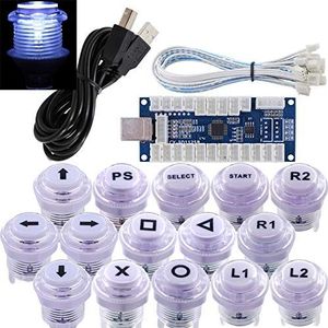 SJ@JX Arcade Game Stick DIY Kit LED Buttons Cherry MX Microswitch Lamp Controller USB Encoder Gamepad Cable for Hit Box PC PS3 MAME Raspberry Pi