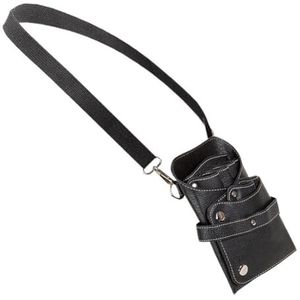 Kapsalon Heuptas, retro, met verstelbare riem, draagbare tas voor scharen, draagtas voor kapper (zwart)