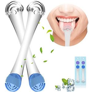 Professionele mondelinge tongborstelschrapers, 2 verpakkingen voor volwassenen en kinderen, vermindering van slechte adem, geweldig voor mondverzorging, 2 stuks roestvrijstalen tongschraperreiniger