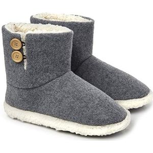 Dunlop Herenpantoffels: Pluche pantoffels voor heren en tieners, warme indoor huisschoenen met traagschuim, maat 41-46, sherpa-voering - cadeaus voor mannen, Grijs, 42.5 EU