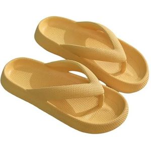 HGSLQDEE Wolk Slippers Zachte Zool Platform Flip Flops Vrouwen Strand Antislip Wolk Slippers Vrouw Dikke Zool Clip Teen Badkamer Slides Sandalen, Geel, 42-43