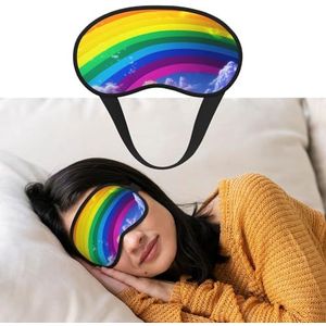 Regenboog oogmasker om te slapen zacht satijn slaap schaduw cover blinddoek met elastische band reizen dutje verduisterende oogschaduw cover voor vrouwen mannen