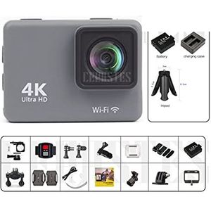 Actiecamera, 4K / 60FPS Anti-shake actiecamera met afstandsbediening Scherm Waterdichte sportcamera Drive-recorder(Standard,Action Camera-B)