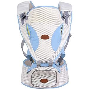 Zachte babydragers, multifunctionele draagzak met verstelbare heupstoel voor baby tot peuter, ergonomische taille kruk wrap mesh ademend riem, voor 3-36months-light (kleur: blauw)