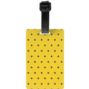Zwarte Polka Dots Gele Achtergrond, Bagagelabels PVC Naamplaatje Reiskoffer Identifier ID Tags Duurzaam Bagagelabel