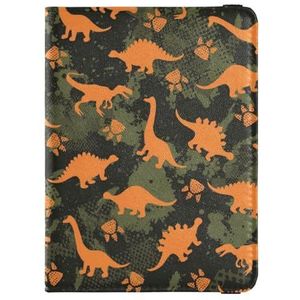 Leuke paspoorthouder schattige kinderen dinosaurussen patroon paspoorthoezen creatieve PU lederen paspoorttas 14,5 x 10,9 cm, Kleurrijk, 1 size