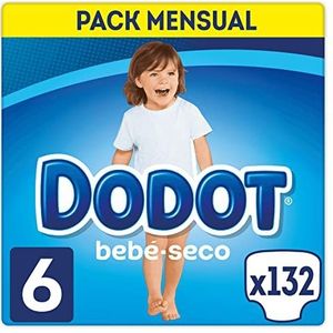 Dodot Babyluiers maat 6 (+13 kg), 132 luiers met bescherming tegen lekken, maandverpakking