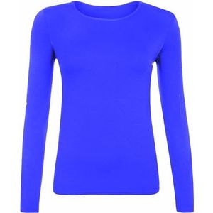 SXME MIGHT SAY Stijlvolle veelzijdige dames dames lange mouw ronde hals stretch effen casual T-shirt essentiële top blouse geassorteerde must-have in elke garderobe UK maten 8-26, koningsblauw, 38-40