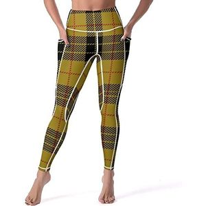 Clan Macleod Schotse tartan geruite yogabroek voor dames met zakken hoge taille legging panty voor workout gym