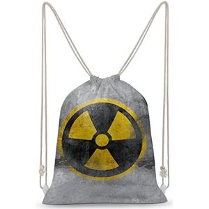 Geel nucleair radioactief symbool reactor teken trekkoord rugzak string tas zak canvas sport dagrugzak voor reizen gym winkelen