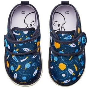 Dedoles Slippers voor Dames, Heren & Kinderen Geheugenfoam Grappige Ontwerpen Eenhoorn Muziek Regenboog Comics Spellen Cadeau, kleur: Blauw, motief: Raket en ruimte, grootte 22