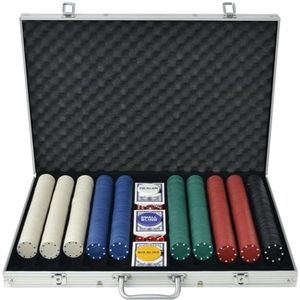 vidaXL Pokerset 1000 Chips Aluminium Poker Speel Set Sets Pokerchips Kaartspel