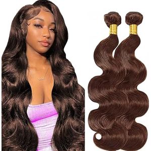 Lakaisa Body Wave Human Hair Bundles Sew in Hair Chocolate Brown Real Hair Extensions 2 Bundles 100% Unprocessed Brazilian Virgin Hair No Smell for Woman 28 28 Inch