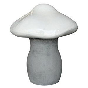 Pottery Pots Handgemaakte paddenstoel Toady, witte paddenstoelkop met blauwgrijze paddenstoelvoet, exclusieve decoratie voor huis en tuin, hoogte 30 cm, ficonsteen, glasvezel + steenpoeder, weerbestendig