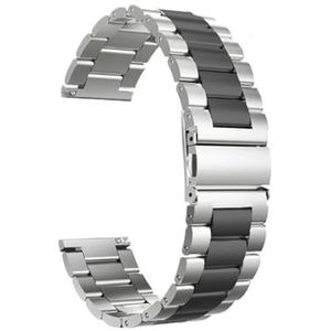 Roestvrij Stalen Bandjes fit for Garmin Forerunner 55 245 645M Smart Horloge Band Metalen Armband Riemen fit for aanpak S40 S12 S42 Correa (Color : Style 1 Silve Black, Size : For Forerunner 55)