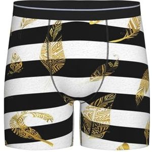 GRatka Boxer slips, heren onderbroek boxershorts, been boxer slips grappig nieuwigheid ondergoed, zwart-wit gestreept goudblad, zoals afgebeeld, XL