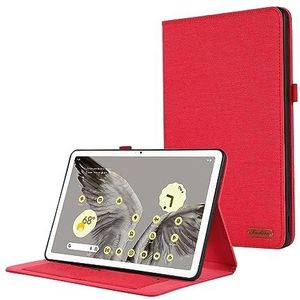 Tabletbescherming Compatibel met Google Pixel Tablet Case 11 inch 2023 uitgebracht, Flip Fold Stand Case Beschermende stof Print Cover met kaartsleuven tabletaccessoire (Color : Rosso)