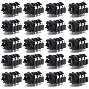 ZXHAO PCB Panel Mount 6 Pin 1/4 ""6.35mm Vrouwelijke Socket Stereo Hoofdtelefoon Jack Zilver Draad 20 stks