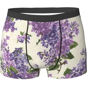 BEEOFICEPENG Mooie paarse bloemenprint, boxerslip, heren onderbroek boxershorts, been boxer slips grappig nieuwigheid ondergoed, zoals afgebeeld, L