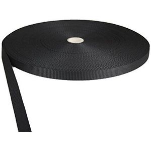 tukan-tex Gordelband polypropyleen zwart 15mm breed - 50 meter lengte / 1,5 cm breedte (€ 0,27 / meter)