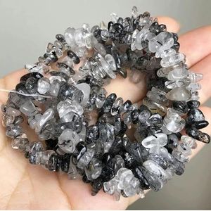 5-8mm natuurlijke onregelmatige rode granaat stenen kralen grindchips losse spacer kralen voor sieraden maken DIY oorbel ketting 33"" inch-zwart rutilated-5-8mm 16 inch