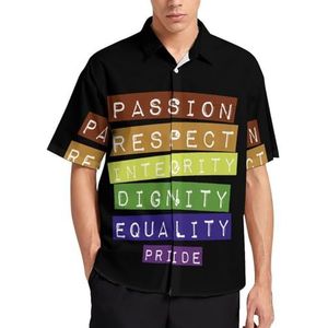 LGBT Gay Pride Zomer Heren Shirts Casual Korte Mouw Button Down Blouse Strand Top met Pocket 4XL
