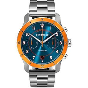 DeTomaso Venture Chronograaf Limited Edition Blue Orange - roestvrij staal SI, blauw, armband