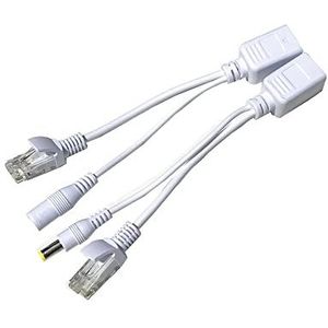 Passieve Poe Injector En Poe Splitter Kit,1 Paar 12V Rj45 Ethernet Kabel Combiner/Splitter Delen Kit Voor Ip Camera, Routers, Internet Telefonie (Wit)