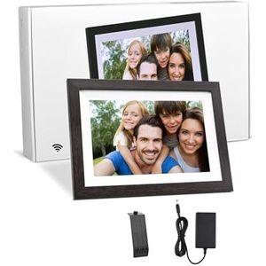 10inch WiFi Digitaal Fotolijstje 1280 * 800 IPS Touchscreen Cloud Digitaal Fotolijstje 16GB Opslag Foto Delen Via APP Multifunctioneel(Extra wooden frame)