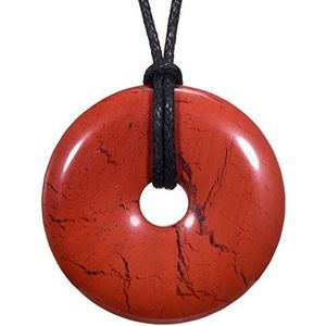 Morella dames-ketting 80 cm met donut edelsteen hanger rode jaspis in sieradenzakje