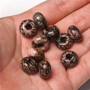 5 stuks stenen bedels hanger spacer rond groot gat kralen voor sieraden maken fit ketting armband DIY bevindingen 14MM gatgrootte 5MM-Rhodonite-14mm