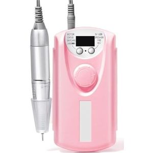Oplaadbare nagelboormachine, professionele draagbare elektrische manicurevijl for nagels, gellak verwijderen en slijpen(USB Pink)