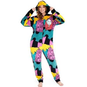 Disney The Nightmare Before Christmas Fleece Onesie met capuchon voor dames, gezellige loungewear - cadeaus voor haar, Meerkleurig, S