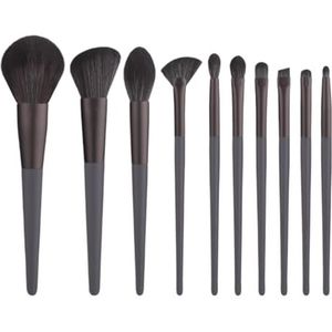 Kwastenset Professionele Make-upkwastenset Zachte Kwasten Houten Handvat 10 Stuks Gezichts- En Oogmake-upkwasten Make-Up Borstel Set(G)