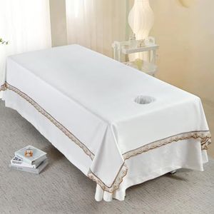 White(h),140x230cm,LDLCYCN Massagetafel Bed Laken Herbruikbare Massage Bed Cover Laken Spa Bed Cover Met Kant Zachte Comfortabele Matrashoes Voor Beauty Tattoo Beschermende Massage Bed Cover