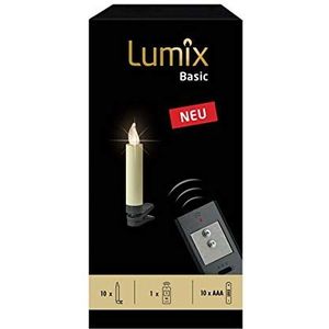 Lumix® LED draadloze kerstboom kerstboom kaarsen Basic Mini 10-delige basisset warm wit incl. afstandsbediening zonder timer ivoor 9cm 75460