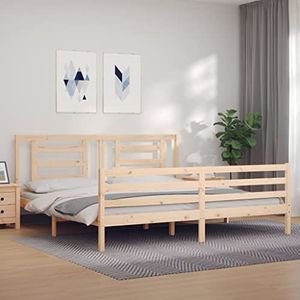 AJJHUUKI Bedden en accessoires bedframe met hoofdeinde 200x200 cm, massief houten meubels