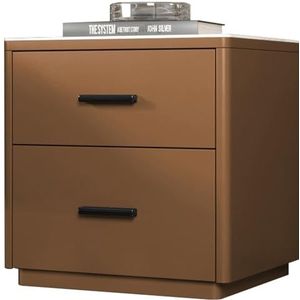 AVLLSO Nachtkastje Moderne eenvoud Vloernachtkastje Grenen houten frame PU leer 2 laden Slaapkamer lockers Gratis installatie 50x40x50cm (Oranje)