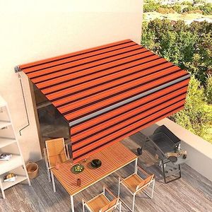 Rantry Mobiel zonnezeil, intrekbaar, automatisch, zonwering, 4 x 3 m, oranje-bruin, buitengordijn voor privacy, balkon, terras