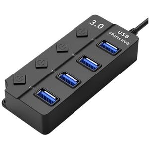 USB 3.0 Hub Snelle Snelheid 4/7 Poort Met Power Adapter Schakelaar LED Indicator For Laptop Pc Computer Accessoires HUB3.0 Breed Toepasbaar(4 port with plug)