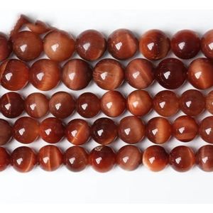 Natuursteen Blauwe Tijgeroog Kralen Ronde Losse Kralen 6 8 10 12mm Voor Sieraden Maken DIY Bedelarmband 15 ""Groothandel-Oranje tijgeroog-14mm 27 tot 28 stks